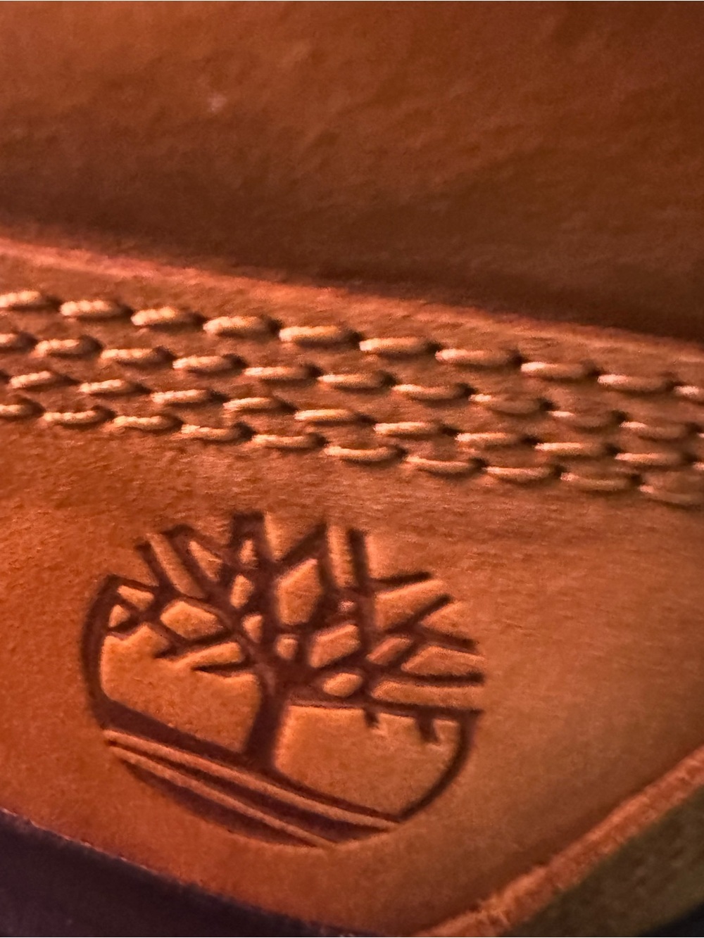 Timberland Tan Leather Crossbody with Embossed Tree Logo